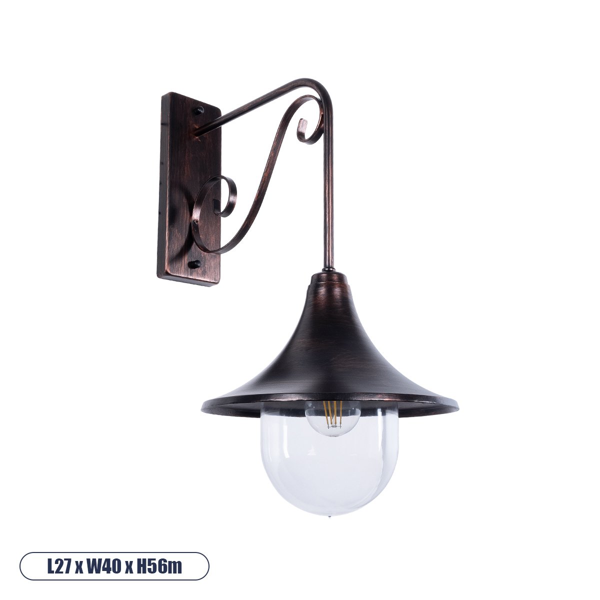 01124_00 GLOBOSTAR® ANNIEL 01124 Vintage Φωτιστικό Τοίχου - Απλίκα με Ντουί 1 x E27 AC 220-240V IP20 - Χάλκινο - Μ27 x Π40 x Υ56cm - Image 1