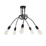 GLOBOSTAR® PAULELI 01127 Μοντέρνο Φωτιστικό Οροφής με Ντουί 5 x E27 AC 220-240V IP20 - Μαύρο - Μ76 x Π76 x Υ45cm