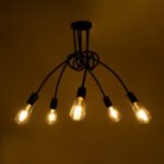 GLOBOSTAR® PAULELI 01127 Μοντέρνο Φωτιστικό Οροφής με Ντουί 5 x E27 AC 220-240V IP20 - Μαύρο - Μ76 x Π76 x Υ45cm - Image 3