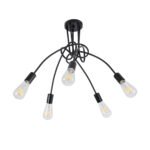 GLOBOSTAR® PAULELI 01127 Μοντέρνο Φωτιστικό Οροφής με Ντουί 5 x E27 AC 220-240V IP20 - Μαύρο - Μ76 x Π76 x Υ45cm - Image 5