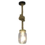 GLOBOSTAR® JAM 01128 Vintage Κρεμαστό Φωτιστικό Οροφής με Ντουί 1 x E27 AC 220-240V IP20 - Διάφανο & Μπεζ - Μ11 x Π11 x Υ120cm - Image 2