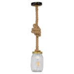 GLOBOSTAR® JAM 01128 Vintage Κρεμαστό Φωτιστικό Οροφής με Ντουί 1 x E27 AC 220-240V IP20 - Διάφανο & Μπεζ - Μ11 x Π11 x Υ120cm - Image 4