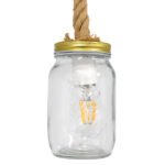 GLOBOSTAR® JAM 01128 Vintage Κρεμαστό Φωτιστικό Οροφής με Ντουί 1 x E27 AC 220-240V IP20 - Διάφανο & Μπεζ - Μ11 x Π11 x Υ120cm - Image 5