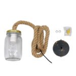 GLOBOSTAR® JAM 01128 Vintage Κρεμαστό Φωτιστικό Οροφής με Ντουί 1 x E27 AC 220-240V IP20 - Διάφανο & Μπεζ - Μ11 x Π11 x Υ120cm - Image 7