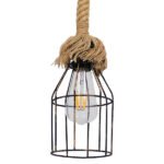 GLOBOSTAR® LAICO 01129 Vintage Κρεμαστό Φωτιστικό Οροφής με Ντουί 1 x E27 AC 220-240V IP20 - Μπρούτζινο & Μπεζ - Μ12 x Π12 x Υ100cm