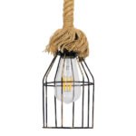 GLOBOSTAR® LAICO 01129 Vintage Κρεμαστό Φωτιστικό Οροφής με Ντουί 1 x E27 AC 220-240V IP20 - Μπρούτζινο & Μπεζ - Μ12 x Π12 x Υ100cm - Image 4