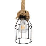 GLOBOSTAR® LAICO 01129 Vintage Κρεμαστό Φωτιστικό Οροφής με Ντουί 1 x E27 AC 220-240V IP20 - Μπρούτζινο & Μπεζ - Μ12 x Π12 x Υ100cm - Image 6