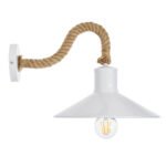 GLOBOSTAR® VINSA 01130 Boho Φωτιστικό Τοίχου - Απλίκα με Ντουί 1 x E27 AC 220-240V IP20 - Λευκό & Μπεζ - Μ37.5 x Π26.7 x Υ25cm - Image 4