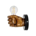 GLOBOSTAR® FIST 01138 Μοντέρνο Φωτιστικό Τοίχου - Απλίκα με Ντουί 1 x E27 AC 220-240V IP20 - Καφέ - Μ15 x Π12 x Υ12cm - Image 4