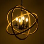 GLOBOSTAR® VITRUVIAN 01141 Boho Κρεμαστό Φωτιστικό Οροφής με Ντουί 4 x E14 AC 220-240V IP20 - Μαύρο & Μπεζ - Μ53 x Π53 x Υ53cm - Image 3