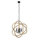 GLOBOSTAR® VITRUVIAN 01141 Boho Κρεμαστό Φωτιστικό Οροφής με Ντουί 4 x E14 AC 220-240V IP20 - Μαύρο & Μπεζ - Μ53 x Π53 x Υ53cm - Image 4