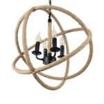 GLOBOSTAR® VITRUVIAN 01141 Boho Κρεμαστό Φωτιστικό Οροφής με Ντουί 4 x E14 AC 220-240V IP20 - Μαύρο & Μπεζ - Μ53 x Π53 x Υ53cm - Image 6