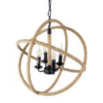 GLOBOSTAR® VITRUVIAN 01141 Boho Κρεμαστό Φωτιστικό Οροφής με Ντουί 4 x E14 AC 220-240V IP20 - Μαύρο & Μπεζ - Μ53 x Π53 x Υ53cm - Image 7