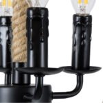 GLOBOSTAR® VITRUVIAN 01141 Boho Κρεμαστό Φωτιστικό Οροφής με Ντουί 4 x E14 AC 220-240V IP20 - Μαύρο & Μπεζ - Μ53 x Π53 x Υ53cm - Image 9