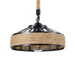 GLOBOSTAR® SAHARA 01146 Boho Κρεμαστό Φωτιστικό Οροφής με Ντουί 1 x E27 AC 220-240V IP20 - Μπεζ & Μαύρο - Μ31 x Π31 x Υ14cm