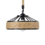 GLOBOSTAR® SAHARA 01146 Boho Κρεμαστό Φωτιστικό Οροφής με Ντουί 1 x E27 AC 220-240V IP20 - Μπεζ & Μαύρο - Μ31 x Π31 x Υ14cm - Image 5