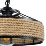 GLOBOSTAR® SAHARA 01146 Boho Κρεμαστό Φωτιστικό Οροφής με Ντουί 1 x E27 AC 220-240V IP20 - Μπεζ & Μαύρο - Μ31 x Π31 x Υ14cm - Image 8