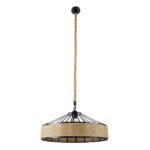 GLOBOSTAR® POLI 01147 Vintage Κρεμαστό Φωτιστικό Οροφής με Ντουί 1 x E27 AC 220-240V IP20 - Μαύρο & Μπεζ - Μ40 x Π40 x Υ32cm - Image 4