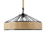 GLOBOSTAR® POLI 01147 Vintage Κρεμαστό Φωτιστικό Οροφής με Ντουί 1 x E27 AC 220-240V IP20 - Μαύρο & Μπεζ - Μ40 x Π40 x Υ32cm - Image 5