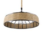 GLOBOSTAR® POLI 01147 Vintage Κρεμαστό Φωτιστικό Οροφής με Ντουί 1 x E27 AC 220-240V IP20 - Μαύρο & Μπεζ - Μ40 x Π40 x Υ32cm - Image 6