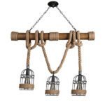 GLOBOSTAR® LILO 01149 Vintage Κρεμαστό Φωτιστικό Οροφής με Ντουί 3 x E27 AC 220-240V IP20 - Καφέ & Μπεζ - Μ80 x Π15 x Υ100cm