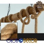 GLOBOSTAR® LILO 01149 Vintage Κρεμαστό Φωτιστικό Οροφής με Ντουί 3 x E27 AC 220-240V IP20 - Καφέ & Μπεζ - Μ80 x Π15 x Υ100cm - Image 2