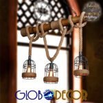 GLOBOSTAR® LILO 01149 Vintage Κρεμαστό Φωτιστικό Οροφής με Ντουί 3 x E27 AC 220-240V IP20 - Καφέ & Μπεζ - Μ80 x Π15 x Υ100cm - Image 4