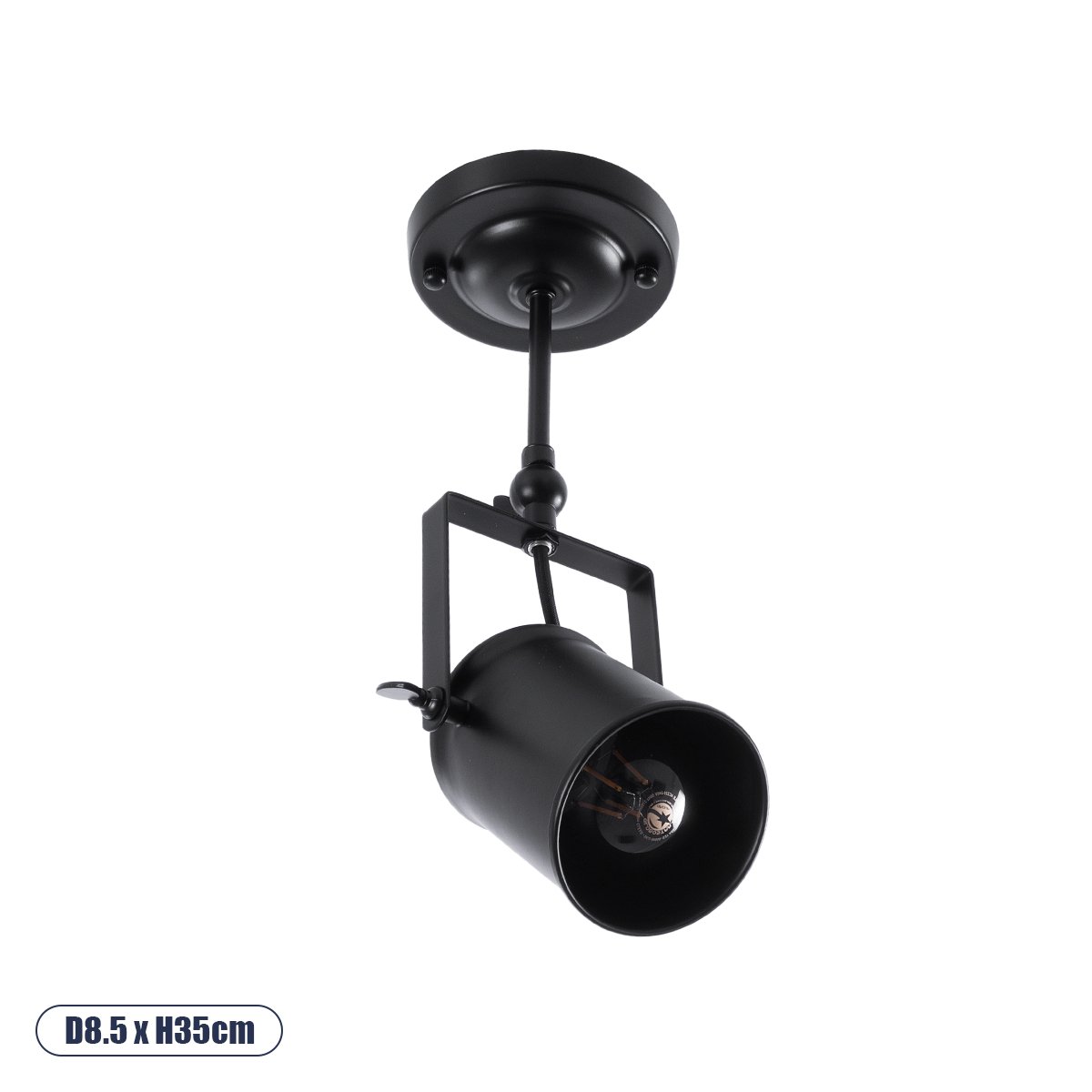 01153_0 GLOBOSTAR® HOLLYWOOD 01153 Vintage Φωτιστικό Οροφής με Ντουί 1 x E27 AC 220-240V IP20 - Μαύρο - Μ8.5 x Π8.5 x Υ35cm - Image 1