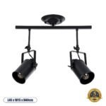 GLOBOSTAR® HOLLYWOOD 01154 Vintage Φωτιστικό Οροφής με Ντουί 2 x E27 AC 220-240V IP20 - Μαύρο - Μ45 x Π15 x Υ40cm