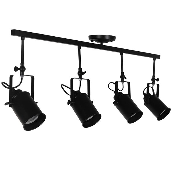 01156_002 GLOBOSTAR® HOLLYWOOD 01156 Vintage Φωτιστικό Οροφής με Ντουί 4 x E27 AC 220-240V IP20 - Μαύρο - Μ13 x Π110 x Υ38cm - Image 1