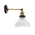 GLOBOSTAR® BINGLEY 01159 Vintage Φωτιστικό Τοίχου - Απλίκα με Ντουί 1 x E27 AC 220-240V IP20 - Διάφανο & Χρυσό - Μ19 x Π30 x Υ24cm - Image 5