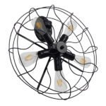 GLOBOSTAR® FAN 01163 Vintage Φωτιστικό Τοίχου - Απλίκα με Ντουί 5 x E27 AC 220-240V IP20 - Μαύρο - Μ22 x Π46 x Υ46cm