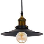 GLOBOSTAR® CARAVEL 01167 Vintage Κρεμαστό Φωτιστικό Οροφής με Ντουί 1 x E27 AC 220-240V IP20 - Μαύρο & Χρυσό - Μ22 x Π22 x Υ13cm