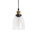 GLOBOSTAR® WICKHAM 01168 Vintage Κρεμαστό Φωτιστικό Οροφής με Ντουί 1 x E27 AC 220-240V IP20 - Χρυσό & Διάφανο - Μ14 x Π14 x Y23cm - Image 2