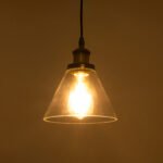 GLOBOSTAR® BINGLEY 01169 Vintage Κρεμαστό Φωτιστικό Οροφής με Ντουί 1 x E27 AC 220-240V IP20 - Διάφανο & Χρυσό - Μ18 x Π18 x Υ20cm - Image 3