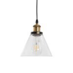 GLOBOSTAR® BINGLEY 01169 Vintage Κρεμαστό Φωτιστικό Οροφής με Ντουί 1 x E27 AC 220-240V IP20 - Διάφανο & Χρυσό - Μ18 x Π18 x Υ20cm - Image 5