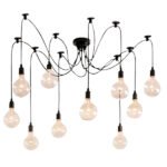 GLOBOSTAR® WIRED 01173 Vintage Κρεμαστό Φωτιστικό Οροφής με Ντουί 10 x E27 AC 220-240V IP20 - Μαύρο - Μ200 x Π200 x Υ100cm