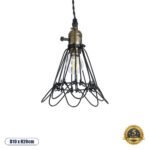 GLOBOSTAR® FLOWER IRON RUST 01181 Vintage Κρεμαστό Φωτιστικό Οροφής με Ντουί 1 x E27 AC 220-240V IP20 - Μαύρο & Μπρούτζινο - Μ10 x Π10 x Υ20cm