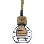 GLOBOSTAR® HELLET 01182 Vintage Κρεμαστό Φωτιστικό Οροφής με Ντουί 1 x E27 AC 220-240V IP20 - Μαύρο & Μπεζ - Μ16 x Π16 x Υ25cm