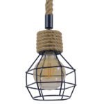 GLOBOSTAR® HELLET 01182 Vintage Κρεμαστό Φωτιστικό Οροφής με Ντουί 1 x E27 AC 220-240V IP20 - Μαύρο & Μπεζ - Μ16 x Π16 x Υ25cm - Image 4