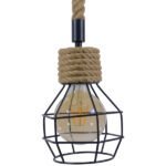 GLOBOSTAR® HELLET 01182 Vintage Κρεμαστό Φωτιστικό Οροφής με Ντουί 1 x E27 AC 220-240V IP20 - Μαύρο & Μπεζ - Μ16 x Π16 x Υ25cm - Image 5