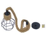 GLOBOSTAR® HELLET 01182 Vintage Κρεμαστό Φωτιστικό Οροφής με Ντουί 1 x E27 AC 220-240V IP20 - Μαύρο & Μπεζ - Μ16 x Π16 x Υ25cm - Image 9