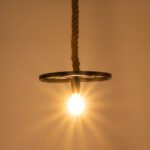 GLOBOSTAR® VELO 01185 Vintage Κρεμαστό Φωτιστικό Οροφής με Ντουί 1 x E27 AC 220-240V IP20 - Μαύρο & Μπεζ - Μ30 x Π30 x Υ12cm - Image 3