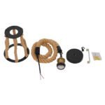 GLOBOSTAR® LANTERN 01186 Vintage Κρεμαστό Φωτιστικό Οροφής με Ντουί 1 x E27 AC 220-240V IP20 - Μπεζ & Μαύρο - Μ15 x Π15 x Υ24cm - Image 12