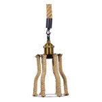 GLOBOSTAR® LANTERN 01186 Vintage Κρεμαστό Φωτιστικό Οροφής με Ντουί 1 x E27 AC 220-240V IP20 - Μπεζ & Μαύρο - Μ15 x Π15 x Υ24cm - Image 5