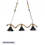 GLOBOSTAR® TYMEN 01189 Boho Κρεμαστό Φωτιστικό Οροφής με Ντουί 3 x E27 AC 220-240V IP20 - Μαύρο & Μπεζ - Μ85 x Π18.5 x Υ20cm