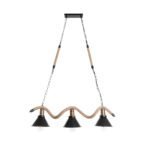 GLOBOSTAR® TYMEN 01189 Boho Κρεμαστό Φωτιστικό Οροφής με Ντουί 3 x E27 AC 220-240V IP20 - Μαύρο & Μπεζ - Μ85 x Π18.5 x Υ20cm - Image 4