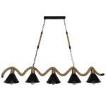 GLOBOSTAR® TYMEN 01190 Vintage Κρεμαστό Φωτιστικό Οροφής με Ντουί 5 x E27 AC 220-240V IP20 - Μαύρο & Μπεζ - Μ150 x Π22 x Υ23cm