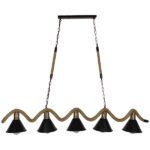 GLOBOSTAR® TYMEN 01190 Vintage Κρεμαστό Φωτιστικό Οροφής με Ντουί 5 x E27 AC 220-240V IP20 - Μαύρο & Μπεζ - Μ150 x Π22 x Υ23cm - Image 2