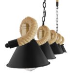 GLOBOSTAR® TYMEN 01190 Vintage Κρεμαστό Φωτιστικό Οροφής με Ντουί 5 x E27 AC 220-240V IP20 - Μαύρο & Μπεζ - Μ150 x Π22 x Υ23cm - Image 6